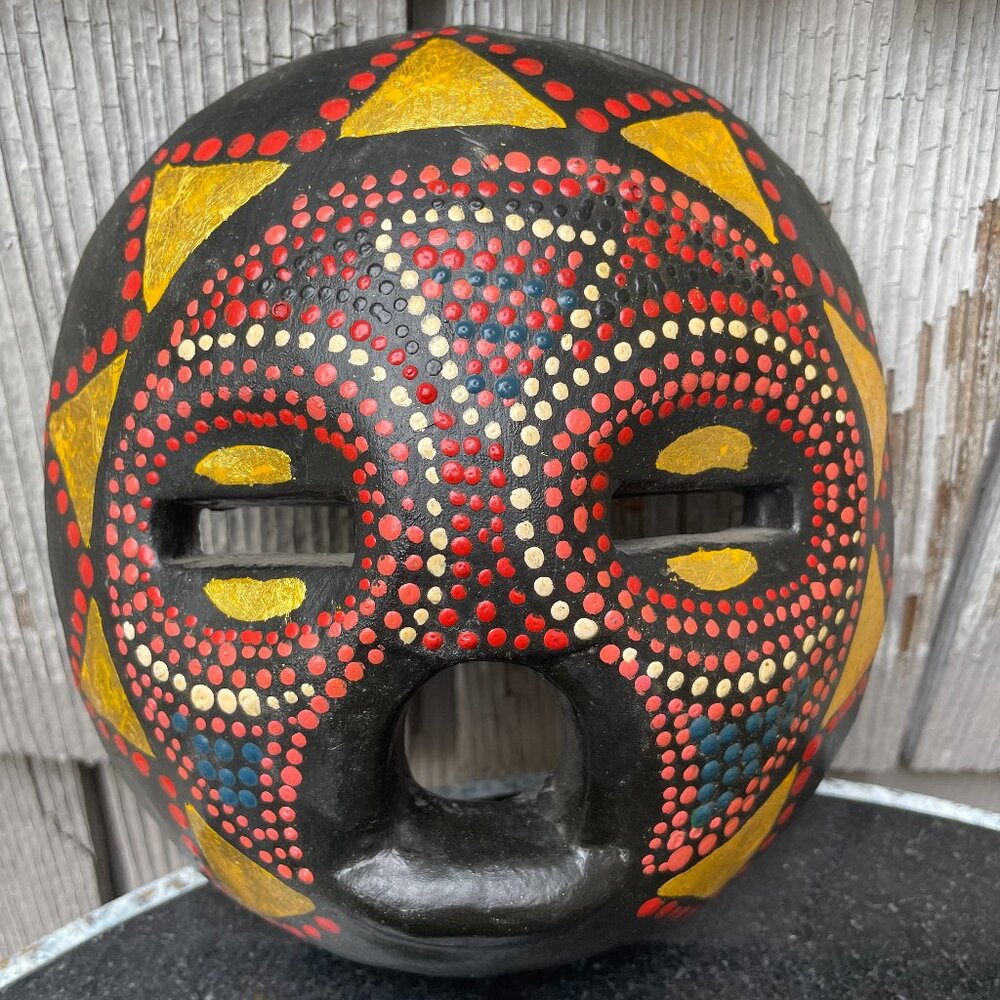 Indonesian Decorative Tribal Face Mask Hand Carved Wooden Painted